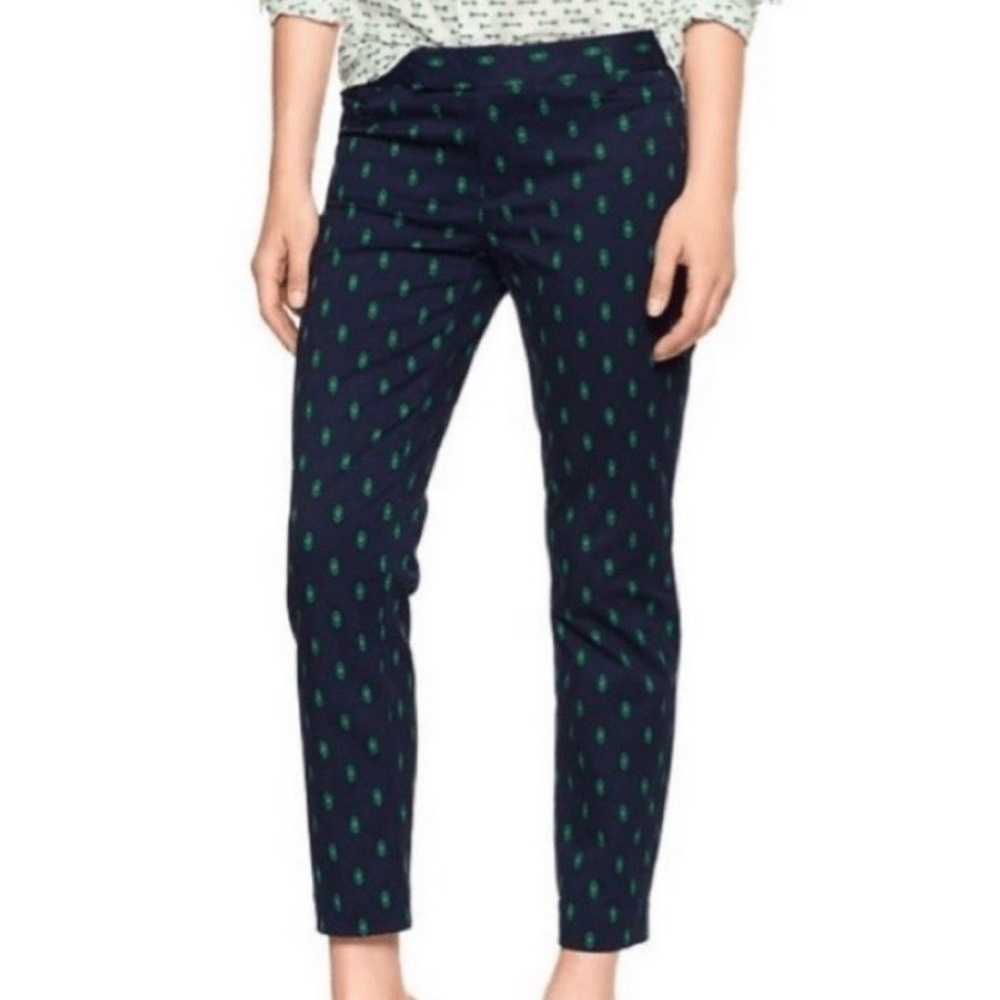 GAP Dark Blue Green Patterned Womens Slim Cropped‎ Pants sz 10 Stretch Work Geo